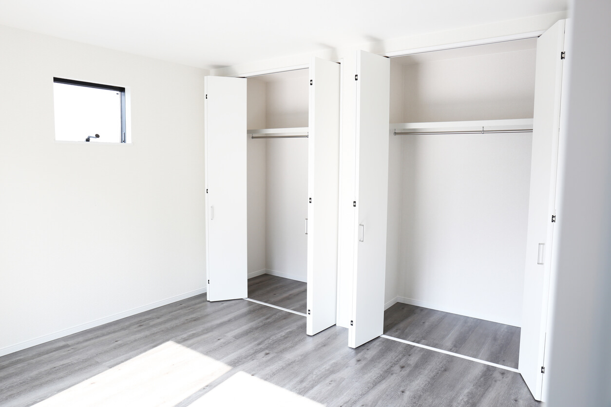 white, classic bifold closet doors