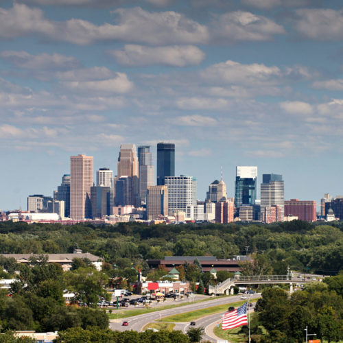 Aerial view of the residential skyline of Minneapolis