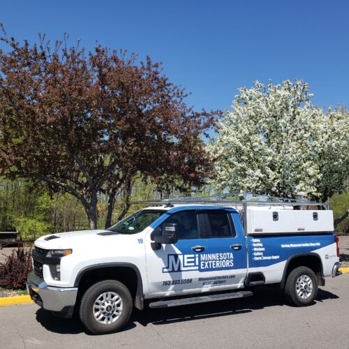 Minnesota Exteriors service truck fully equipped for efficient home remodeling services.