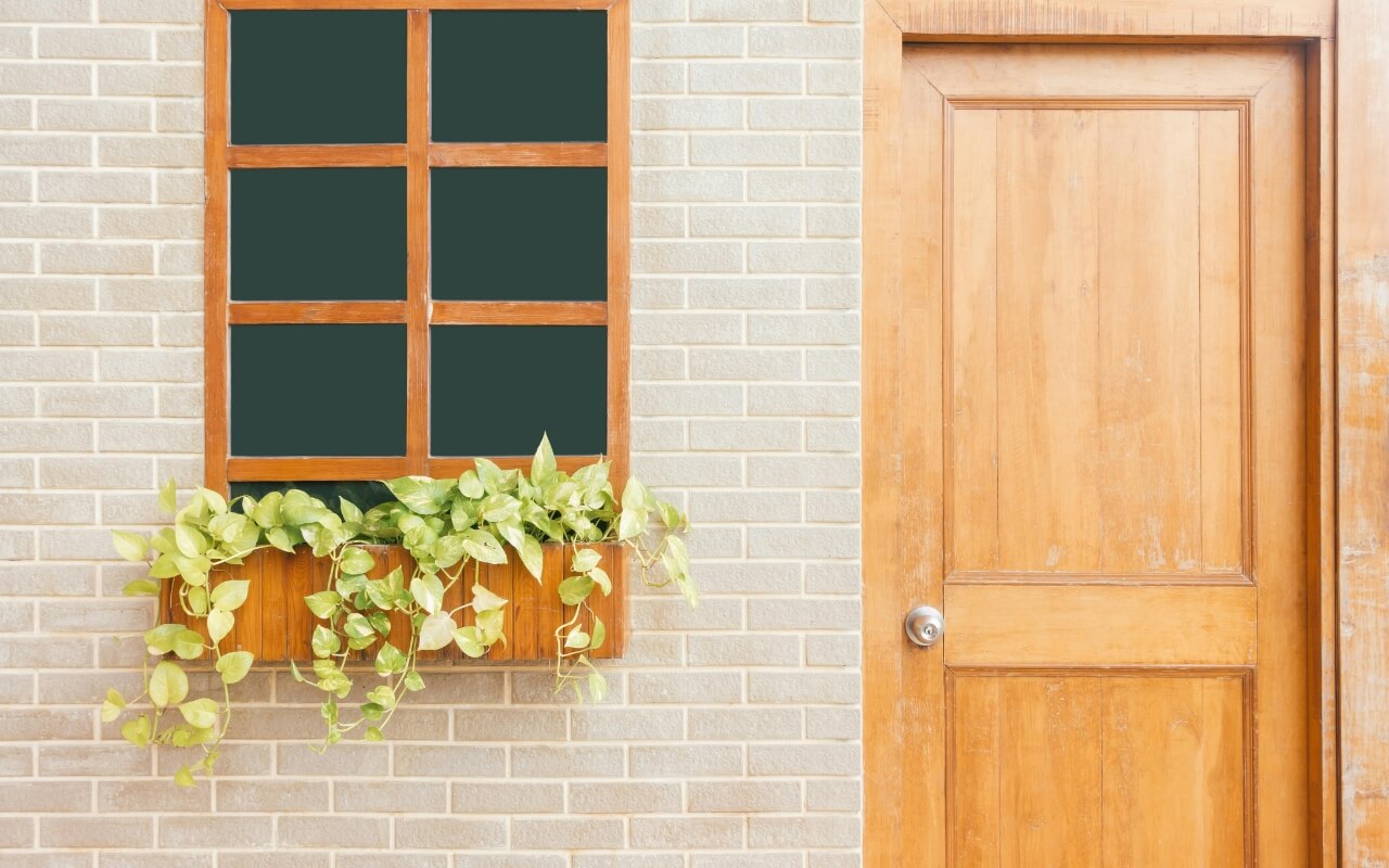 Front door and window on a modern home